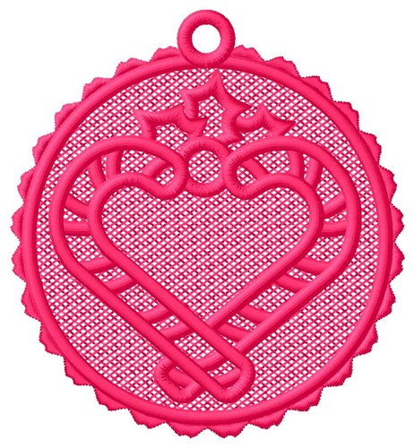 Cane/Heart Ornament Machine Embroidery Design