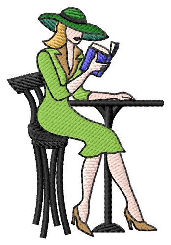 Woman With Book Machine Embroidery Design