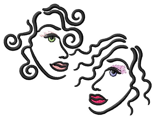 Two Faces Machine Embroidery Design