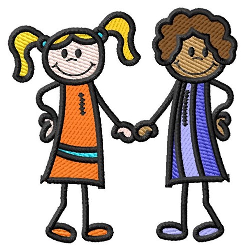 Two Girls Machine Embroidery Design