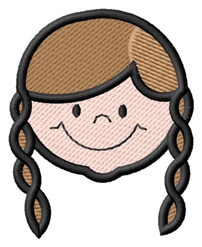 Girl  In Pigtails Machine Embroidery Design