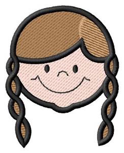 Picture of Girl  In Pigtails Machine Embroidery Design