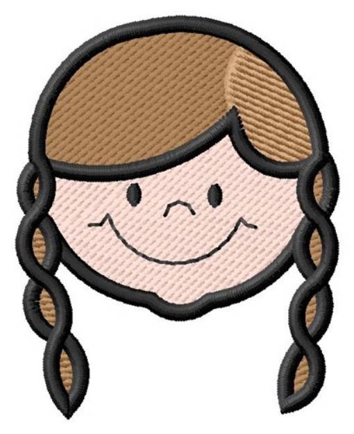 Picture of Girl  In Pigtails Machine Embroidery Design