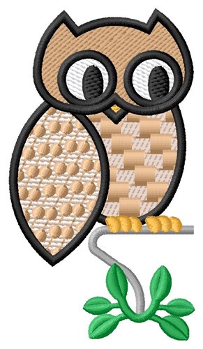 Owl On Branch Machine Embroidery Design