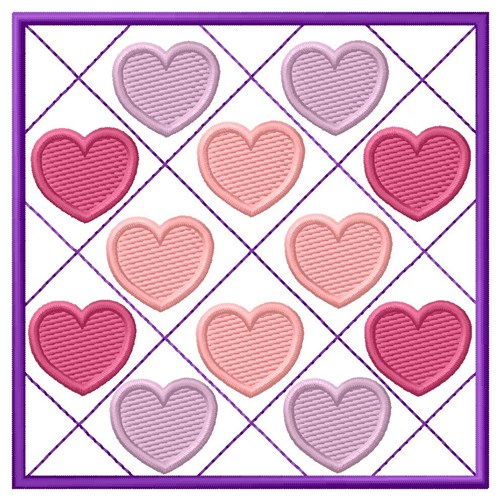 Heart Squares Machine Embroidery Design