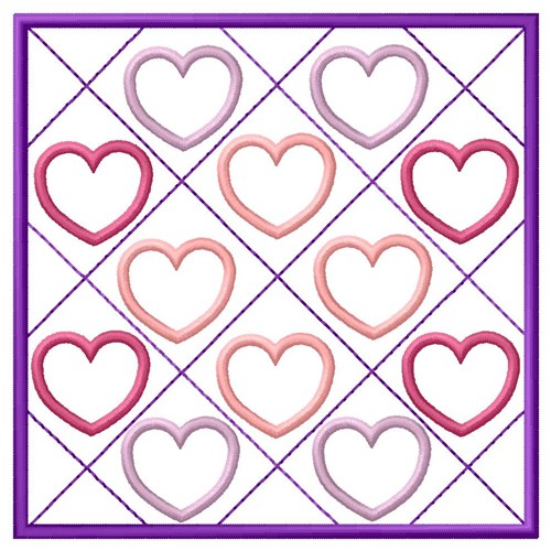 Square & Hearts Machine Embroidery Design