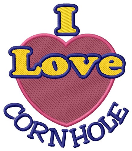 I Love Cornhole Machine Embroidery Design