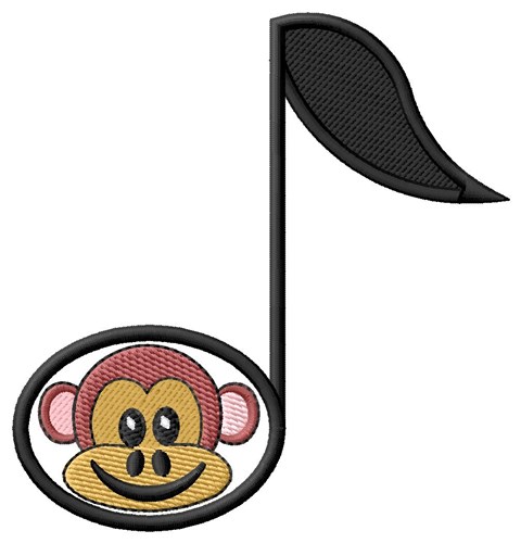 Monkey Eighth Note Machine Embroidery Design