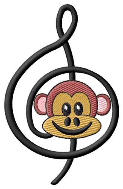 Picture of Monkey Treble Clef Machine Embroidery Design