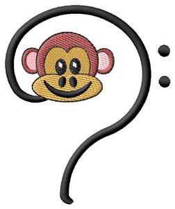 Picture of Monkey Bass Clef Machine Embroidery Design