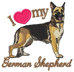 Picture of Love German Shepherd Machine Embroidery Design