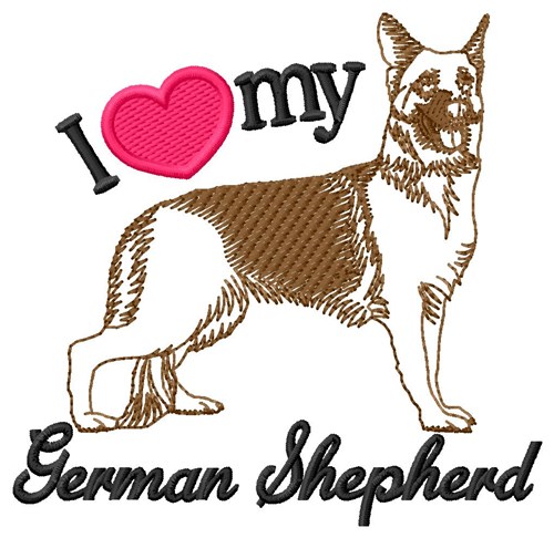 German Shepherd Love Machine Embroidery Design