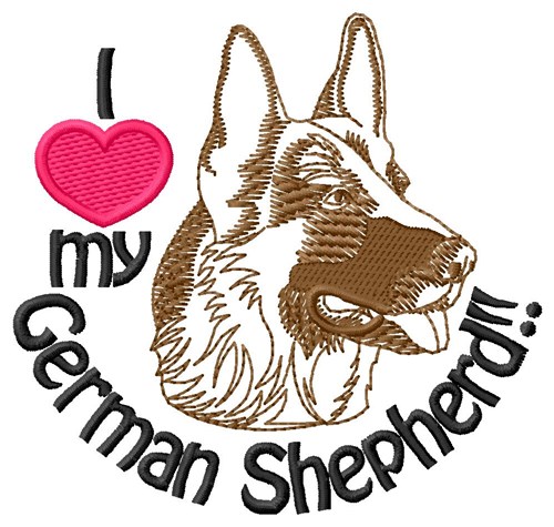 Love German Shepherd Machine Embroidery Design