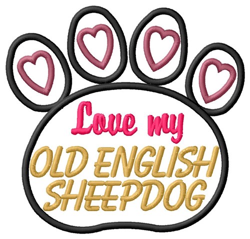 Old English Sheepdog Machine Embroidery Design