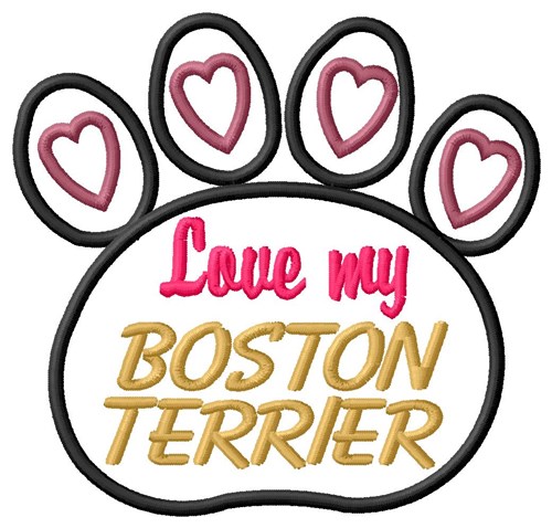 Boston Terrier Machine Embroidery Design