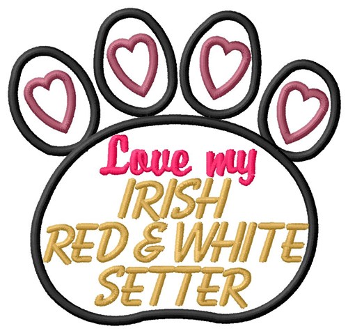 Irish Red & White Setter Machine Embroidery Design