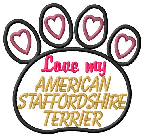 American Staffordshire Terrier Machine Embroidery Design
