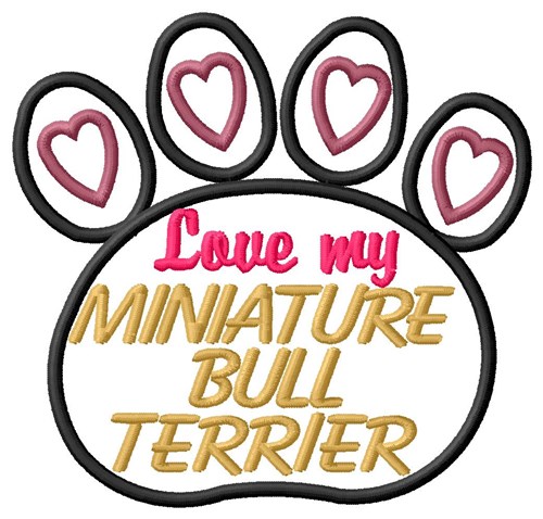 Miniature Bull Terrier Machine Embroidery Design