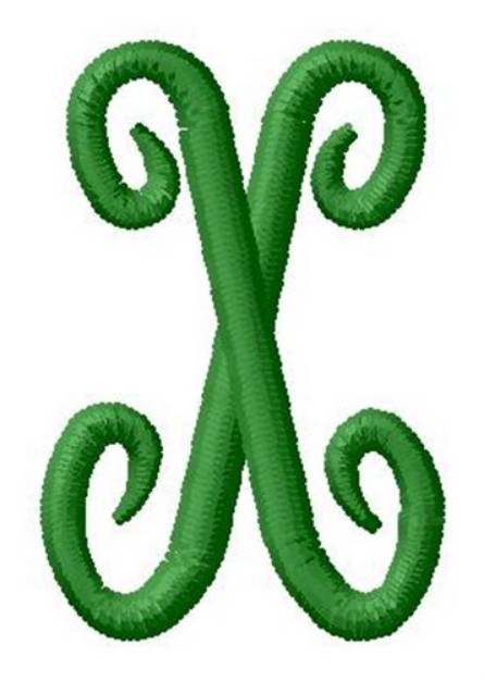 Picture of Laurel Monogram Alphabet X Machine Embroidery Design