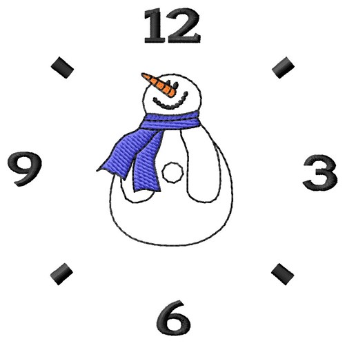 Snowman Clock Face Machine Embroidery Design