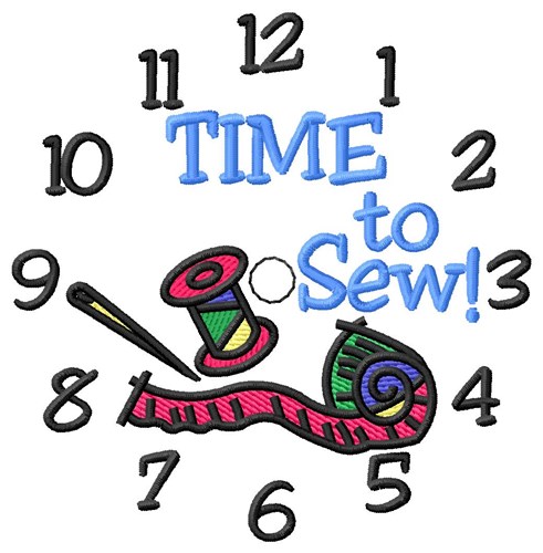 Time To Sew Clock Machine Embroidery Design