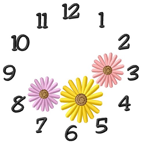 Floral Clock Machine Embroidery Design