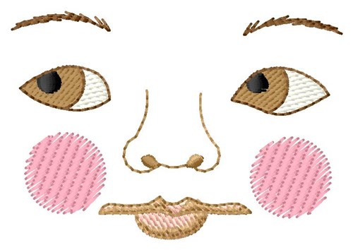 Girl Doll Face Machine Embroidery Design