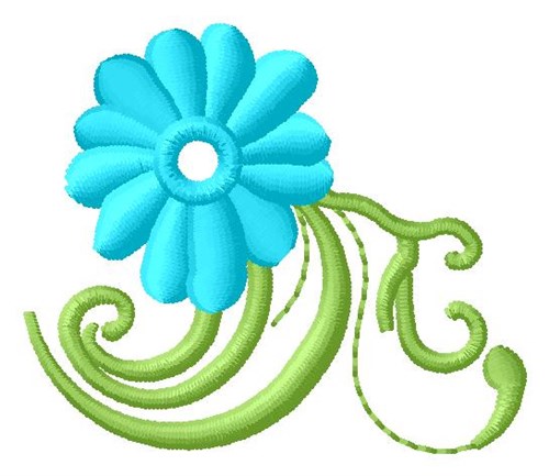 Blue Flower Machine Embroidery Design