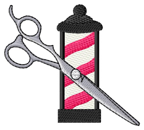 Barber Pole Scissors Machine Embroidery Design