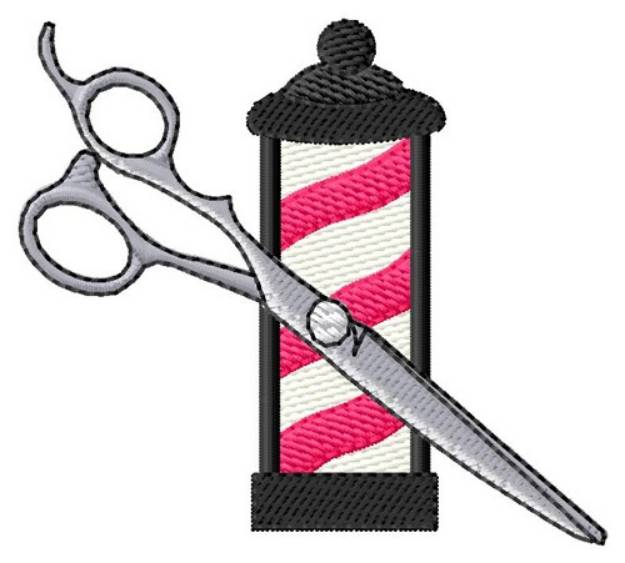 Picture of Barber Pole Scissors Machine Embroidery Design