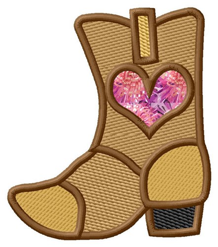Heart Boot Applique  Machine Embroidery Design