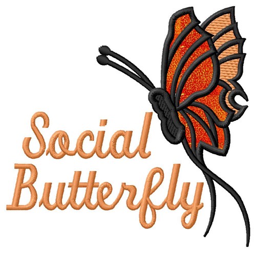 Social Butterfly Applique  Machine Embroidery Design