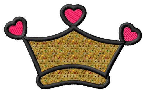 Heart Crown Applique  Machine Embroidery Design