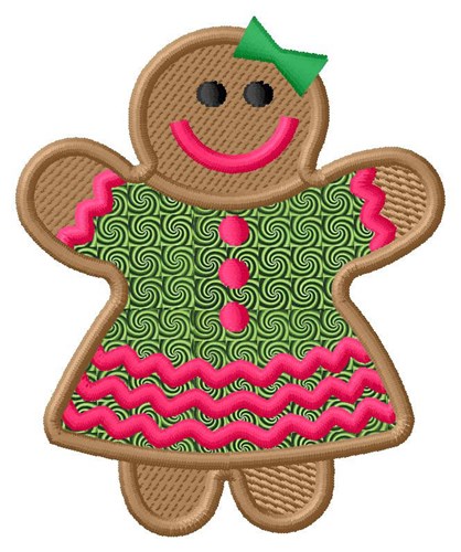 Gingerbread Girl Applique  Machine Embroidery Design