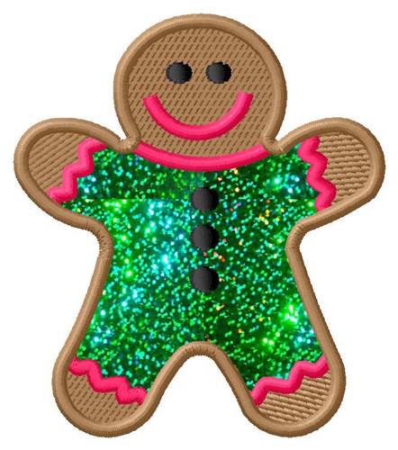 Gingerbread Boy Applique  Machine Embroidery Design
