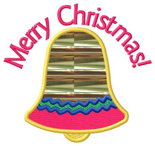 Picture of Merry Christmas Bell Applique  Machine Embroidery Design