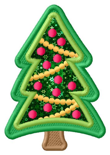 Holiday Tree Applique  Machine Embroidery Design