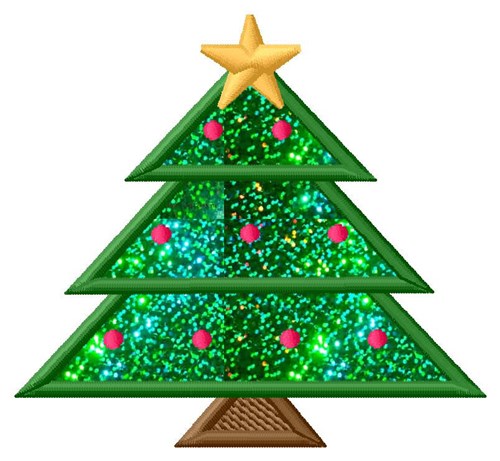 Holiday Tree Applique  Machine Embroidery Design