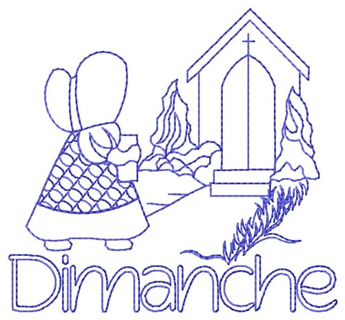 French Sunday Church Lady Machine Embroidery Design