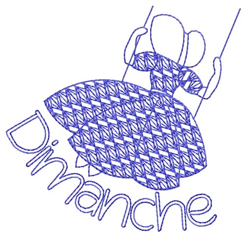 French Sunday Lady Machine Embroidery Design