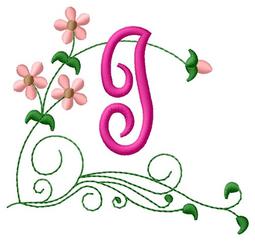 Floral Monogram I Machine Embroidery Design