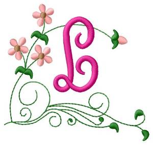 Picture of Floral Monogram L Machine Embroidery Design
