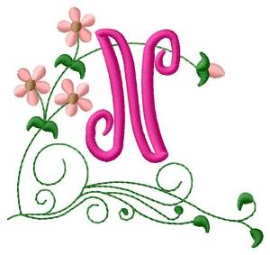 Picture of Floral Monogram N Machine Embroidery Design
