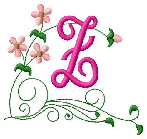 Floral Monogram Z Machine Embroidery Design
