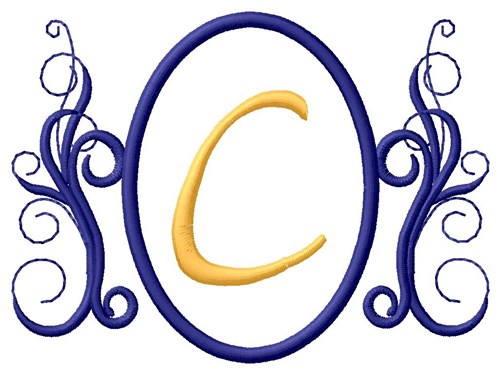 Oval Swirl Monogram C Machine Embroidery Design