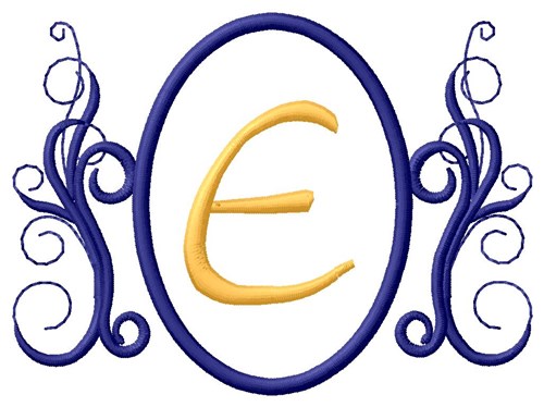Oval Swirl Monogram E Machine Embroidery Design
