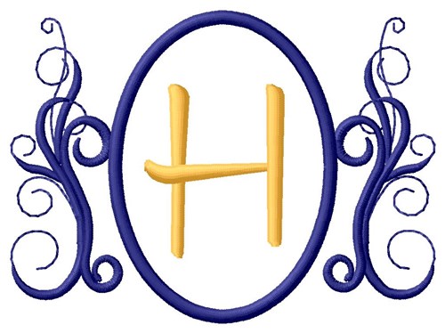 Oval Swirl Monogram H Machine Embroidery Design