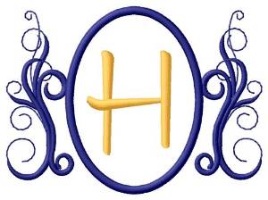 Picture of Oval Swirl Monogram H Machine Embroidery Design