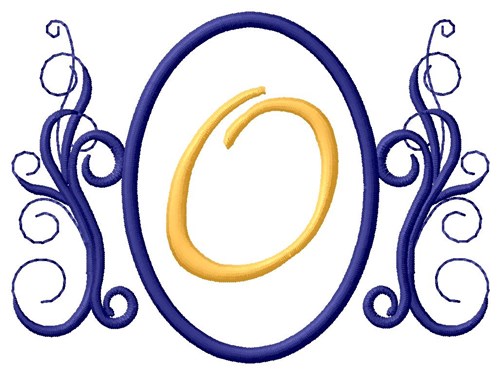 Oval Swirl Monogram O Machine Embroidery Design
