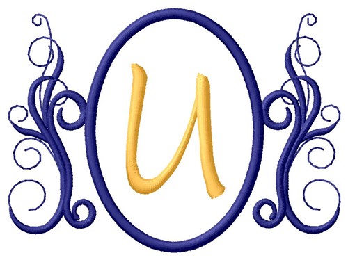 Oval Swirl Monogram U Machine Embroidery Design